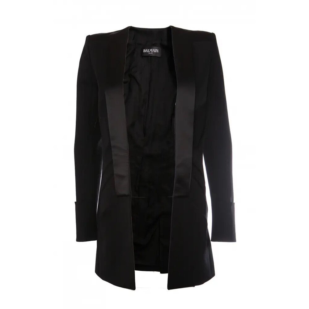 Balmain Satin-Trimmed Wool Blazer FR 40 - Picture 7 of 9